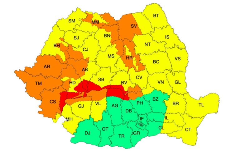 Meteo – România viscolită! Avertizări Cod roșu, portocaliu și galben până sâmbătă seara!