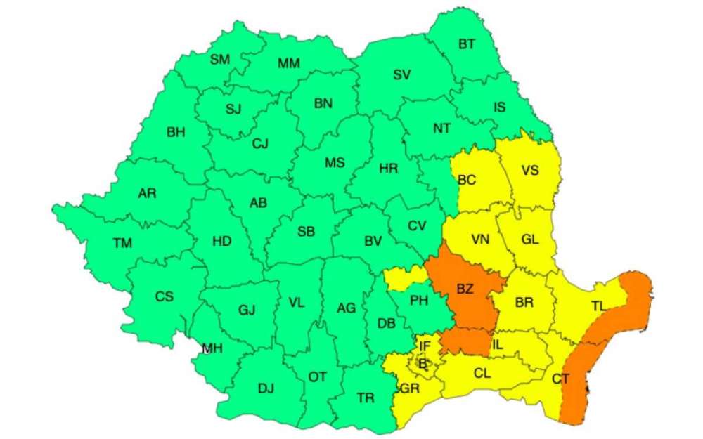 13 județe sub avertizări meteo: Vânt cu viteze de 90 km/h! 2 Harta meteo 26 decembrie 2024