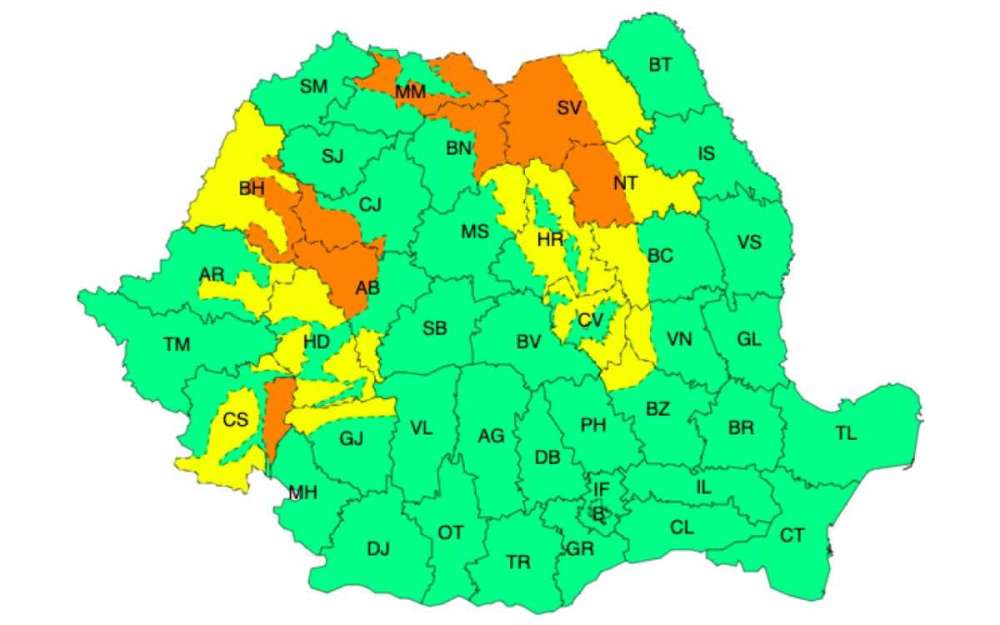 Meteorologii anunță ploi și ninsori și viscol. 17 județe sub Cod galben și portocaliu! 2 Harta meteo 2 ianuarie 2025