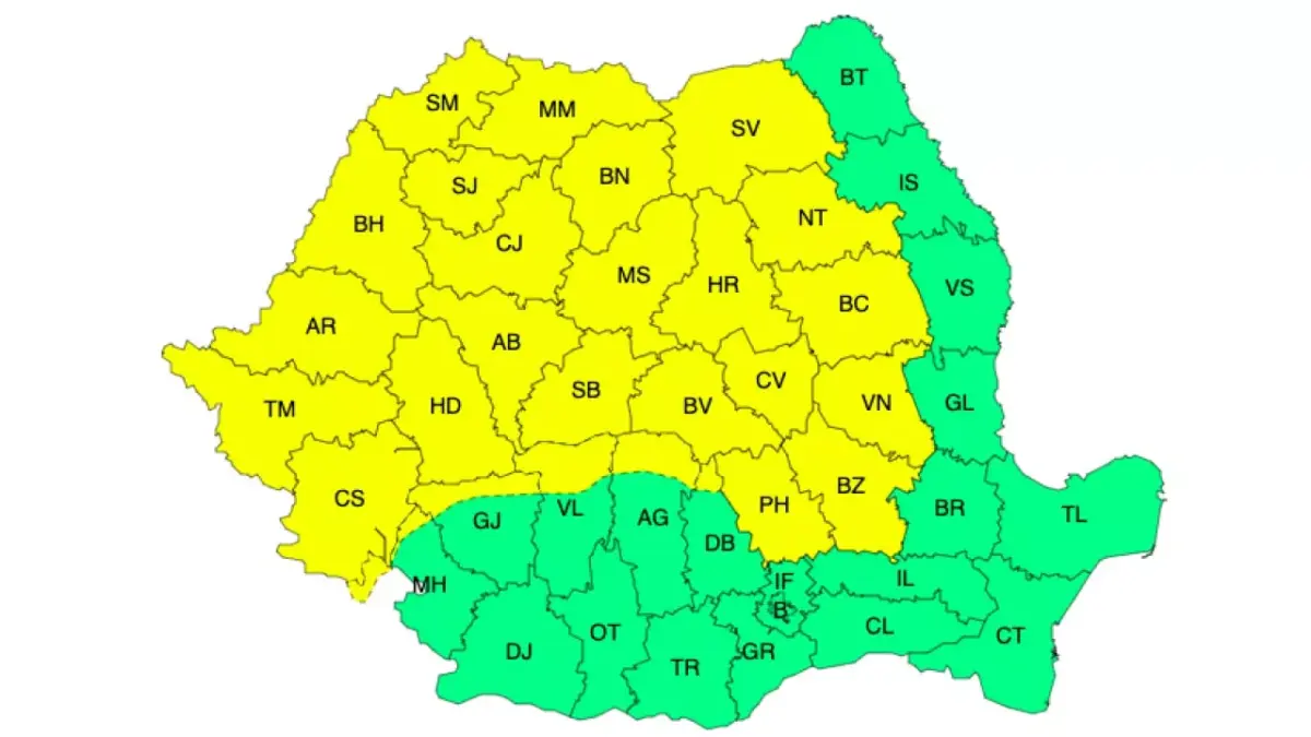 Meteo - 32 de județe sub Cod galben de ploi, vijelii și grindină 2 Meteo - 32 de județe sub Cod galben de ploi, vijelii și grindină Meteo - 32 de județe sub Cod galben de ploi, vijelii și grindină Meteo meteo