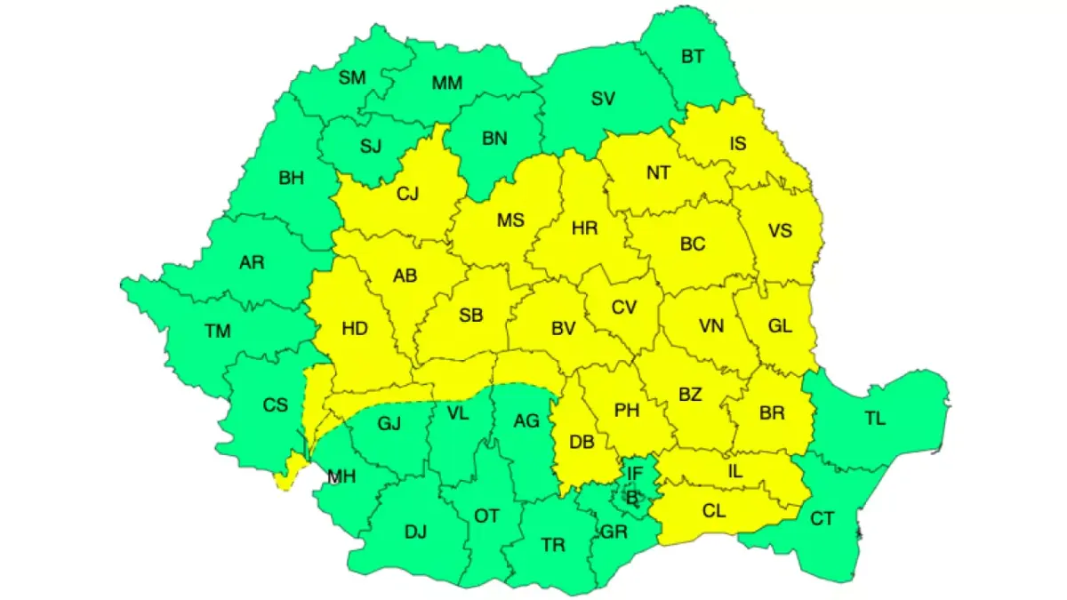 Meteo – Ploi torențiale, grindină și vijelii! Harta cu județele afectate Meteo meteo