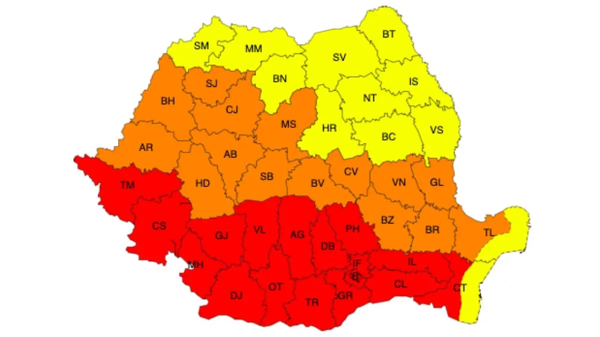 Meteo în trei culori: Roșu, Galben și… Portocaliu! E jale în toată țara! Meteo meteo