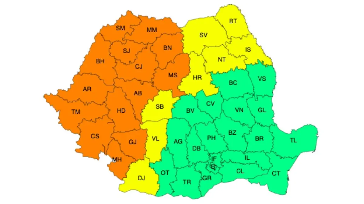 Meteo în trei culori: Roșu, Galben și… Portocaliu! E jale în toată țara! Meteo meteo