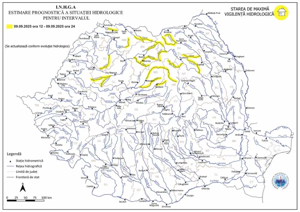 INHGA – Pericol de inundații pe râuri din 11 județe! 2 INHGA – Pericol de inundații pe râuri din 11 județe! INHGA – Pericol de inundații pe râuri din 11 județe! Actualitate inundații
