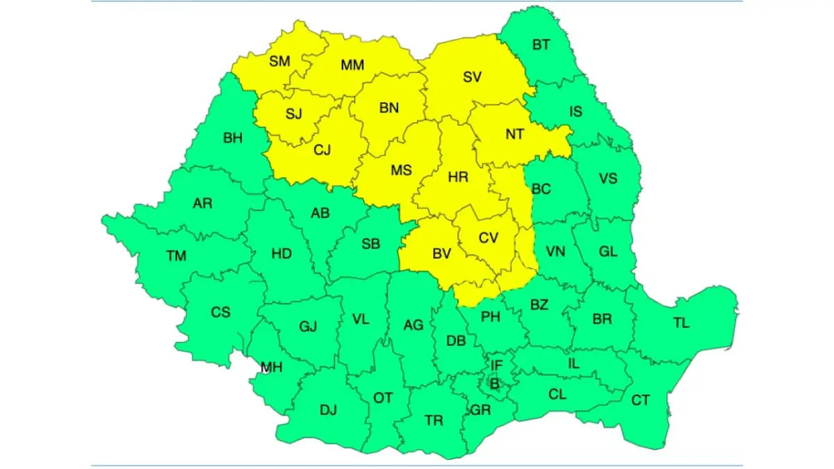 Meteo 9 septembrie – Cod galben de ploi, vânt puternic și grindină în 15 județe 2 Meteo 9 septembrie – Cod galben de ploi, vânt puternic și grindină în 15 județe Meteo 9 septembrie – Cod galben de ploi, vânt puternic și grindină în 15 județe Meteo Meteo 9 septembrie