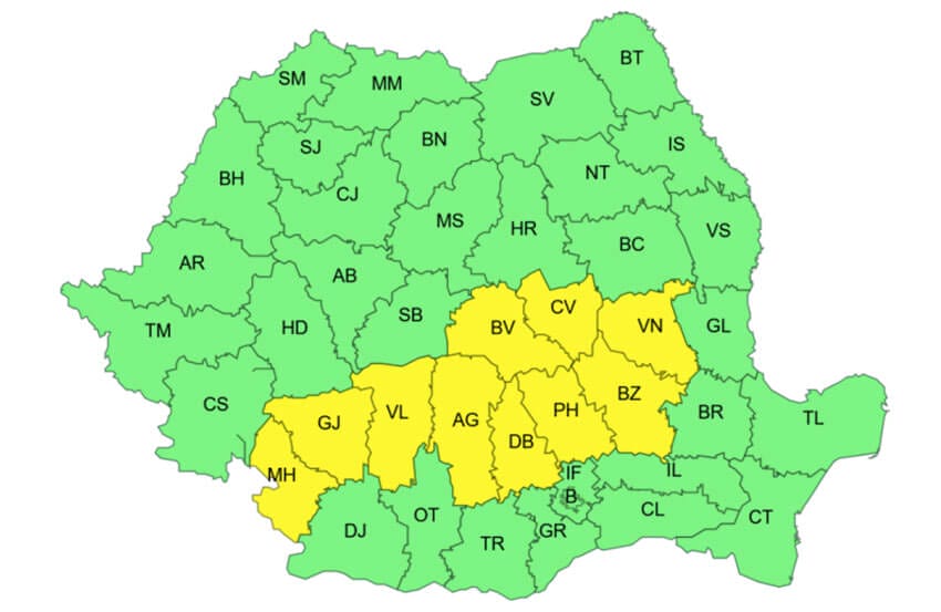 Meteo – Ploi torențiale, vijelii și grindină. Avertizări pentru 22 de județe! Meteo meteo