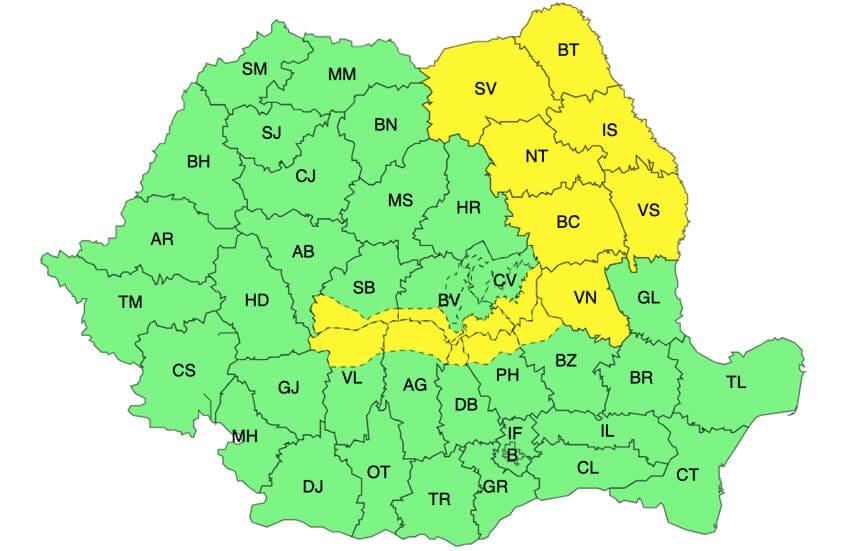 Meteo – Ploi torențiale, vijelii și grindină! 18 județe sub Cod galben Meteo meteo