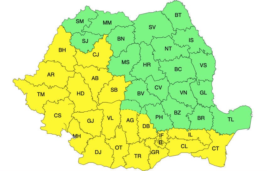 ANM – avalanșă de avertizări meteo Cod galben de ploi, vijelii și grindină! Meteo meteo