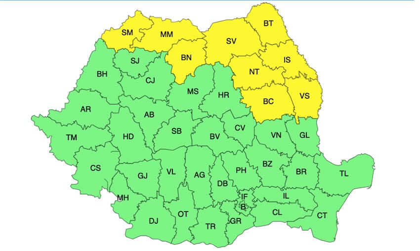Meteo - Cod galben de vijelii, ploi torențiale și grindină Meteo meteo