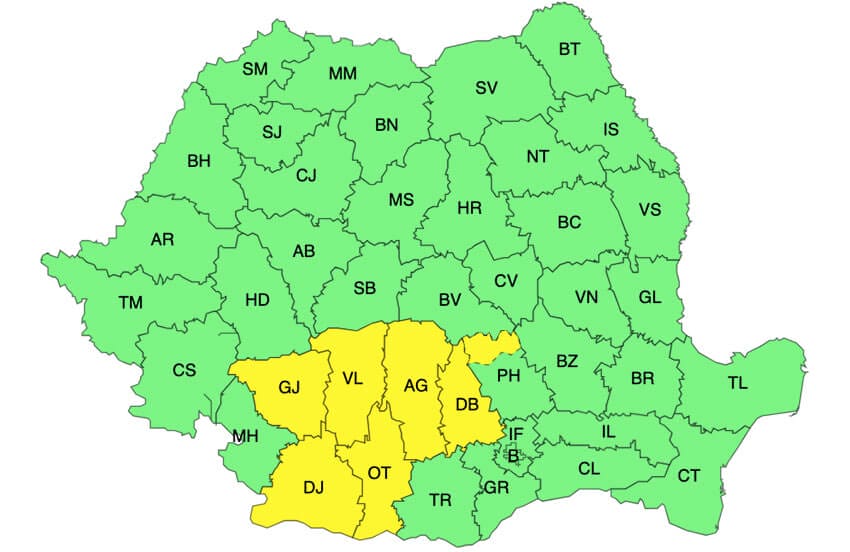 Meteo – Ploi torențiale, vijelii și grindină! 18 județe sub Cod galben Meteo meteo