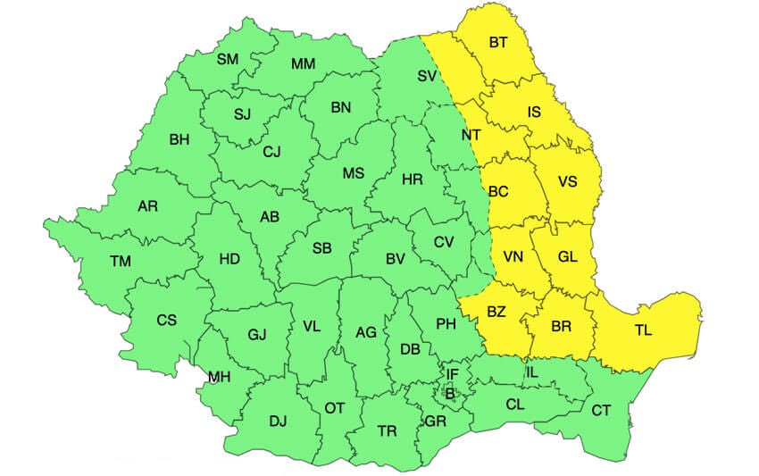 Meteo – Ploi torențiale, vijelii și grindină. 11 județe sub Cod galben Meteo meteo