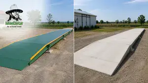 Comparație cântar rutier metalic vs cântar beton - diferențe construcție pod basculă fermă