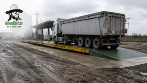 Camion agricol urcând pe rampele unui cântar suprateran - instalare pod basculă cu rampe acces fermă