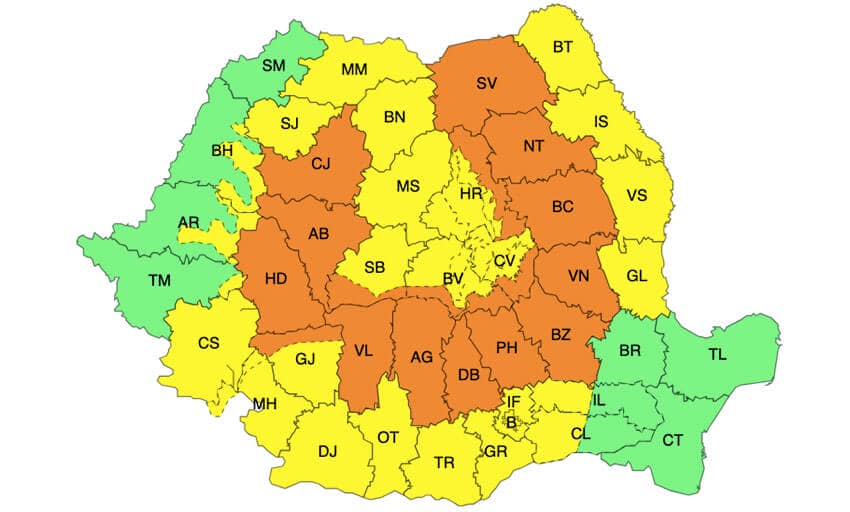 Meteo – Avertizări de ploi și vijelii în toată țara. S-a trecut la Cod portocaliu! 1 Meteo – Avertizări de ploi și vijelii în toată țara. S-a trecut la Cod portocaliu! Meteo – Avertizări de ploi și vijelii în toată țara. S-a trecut la Cod portocaliu! Meteo meteo