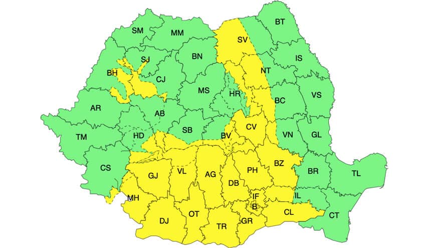 Meteo – Se extind ploile și vijeliile! Avertizări Cod galben în 27 de județe! Stiri agricole meteo