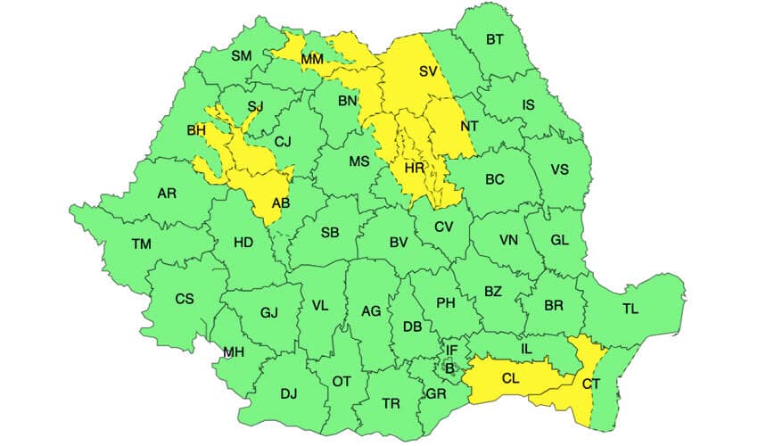 Meteo – Ploi însemnate și vijelii! Weekend cu Cod galben în 37 de județe! Meteo meteo
