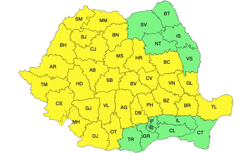 Meteo – Iunie începe cu ploi, vijelii și grindină. Cod galben în 34 de județe! Meteo meteo