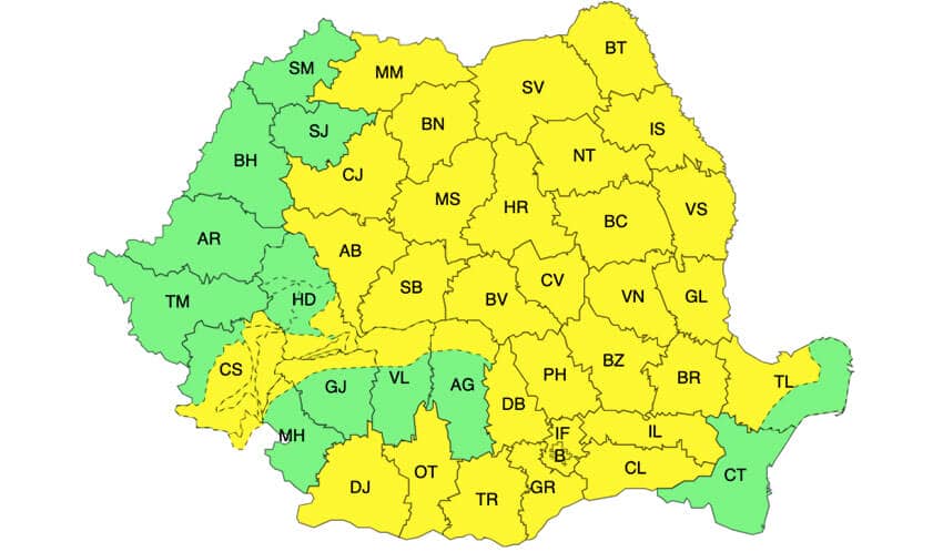 Meteo – Ploi însemnate și vijelii! Weekend cu Cod galben în 37 de județe! Meteo meteo