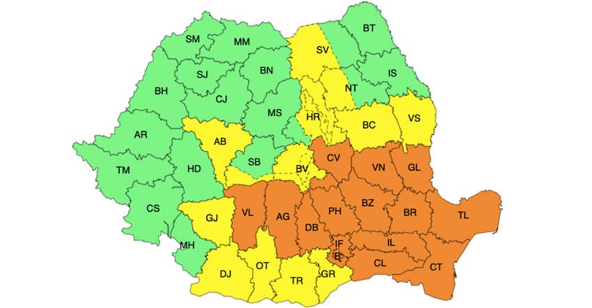 Noi avertizări meteo de ploi și vijelii. S-a emis chiar COD ROȘU! Meteo meteo,cod roșu