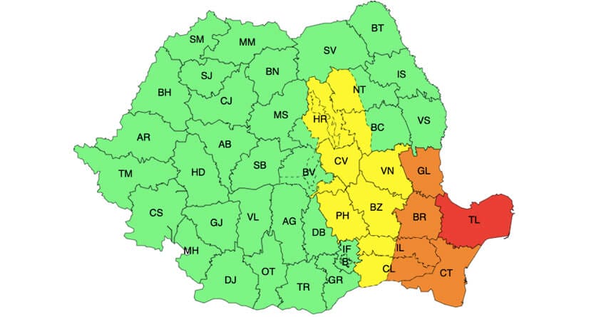 Noi avertizări meteo de ploi și vijelii. S-a emis chiar COD ROȘU! Meteo meteo,cod roșu