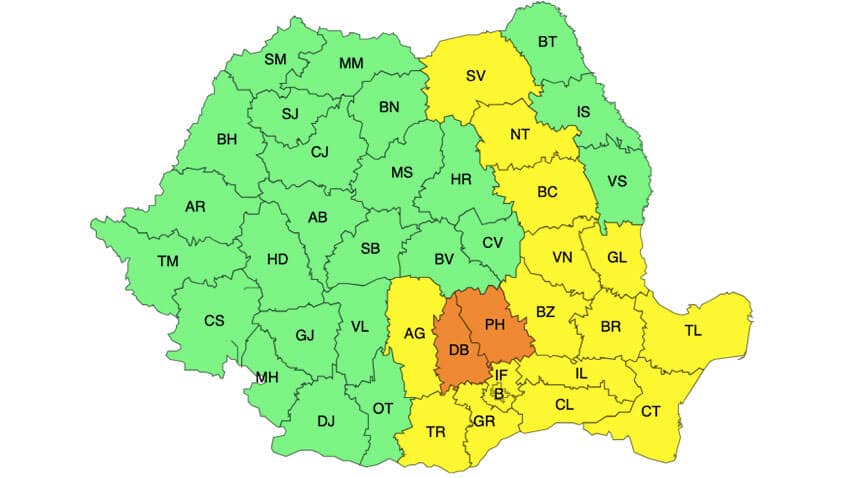 Meteo – ploi torențiale, vijelii și grindină în 17 județe Meteo meteo