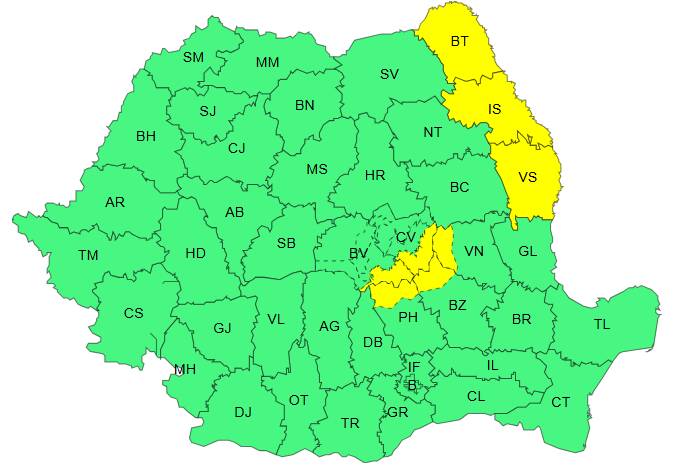 ANM: Cod galben de furtuni și vijelii în mai multe regiuni ale țării. Urmează intensificări ale vântului până marți seară Meteo ANM