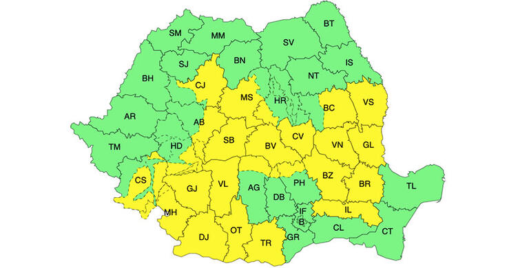 Meteo – Se strică vremea! ANM, avertizare Cod galben în 25 de județe! 1 Meteo – Se strică vremea! ANM, avertizare Cod galben în 25 de județe! Meteo – Se strică vremea! ANM, avertizare Cod galben în 25 de județe! Meteo meteo